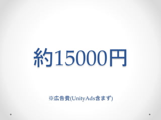 約15000円
※広告費(UnityAds含まず)
 