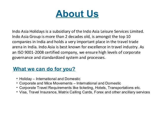 indo asia holiday travel company profile and teams company holiday