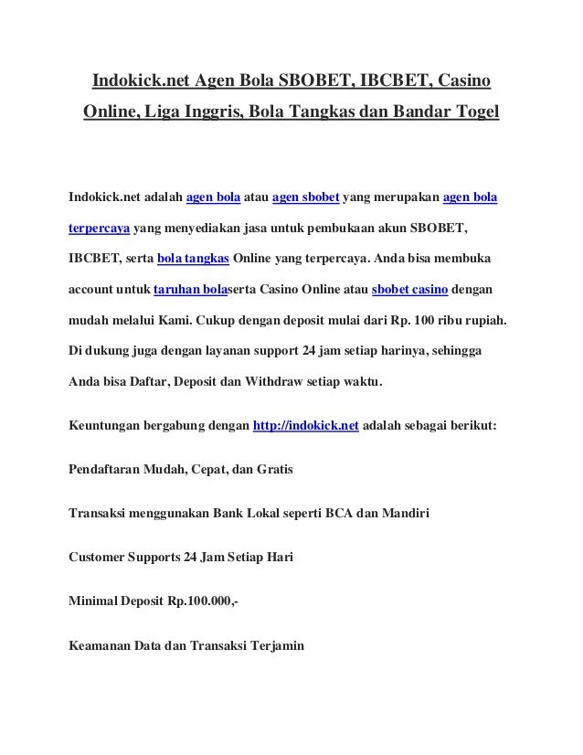 Indokick.net agen bola sbobet ibcbet casino online liga ...