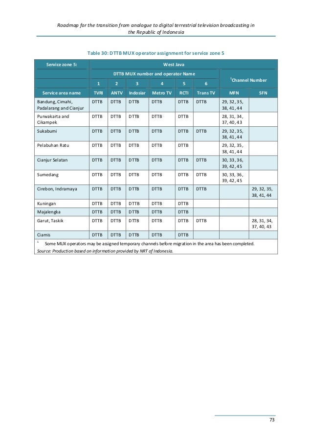 Roadmap For The Transition From Analogue To Digital Terrestrial Telev