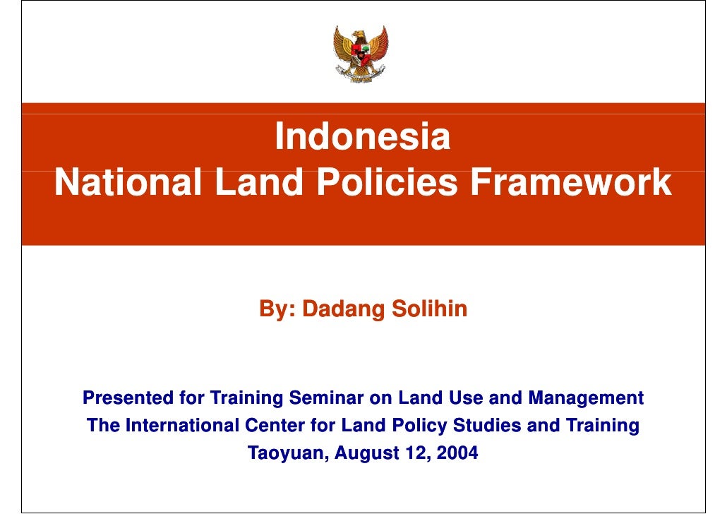 Indonesia National Land Policies Framework