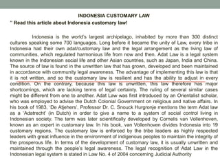 Understanding “Adat”: Indonesia’s Customary Laws and Community Values