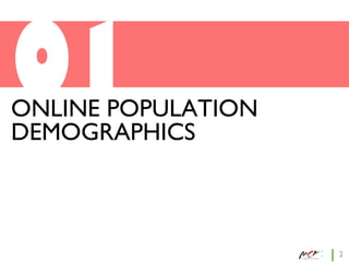 01

ONLINE POPULATION
DEMOGRAPHICS

2

 