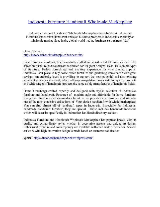 Indonesia Furniture Handicraft Wholesale Marketplace