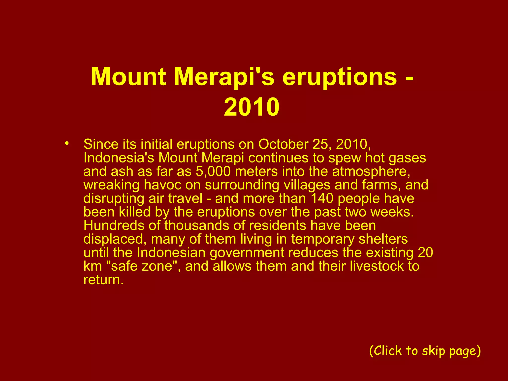 Indonesia - Mt. Merapi's Eruptions - 2010 | PPS
