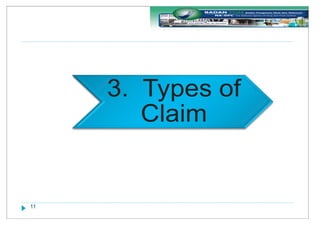 11
3. Types of
Claim
 
