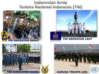 Indonesian ArmyTentara Nasional Indonesia (TNI)TNI ANGKATAN LAUTTNI ANGKATAN DARATTNI ANGKATAN UDARAGARUDA TROOPS (UN)