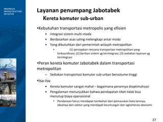<ul><li>Layanan penumpang Jabotabek K ereta komuter sub-urban </li></ul><ul><li>Kebutuhan transportasi metropolis yang efi...
