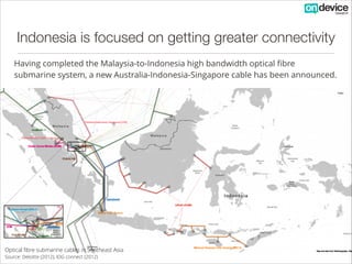Indonesia is focused on getting greater connectivity
Having completed the Malaysia-to-Indonesia high bandwidth optical ﬁbr...
