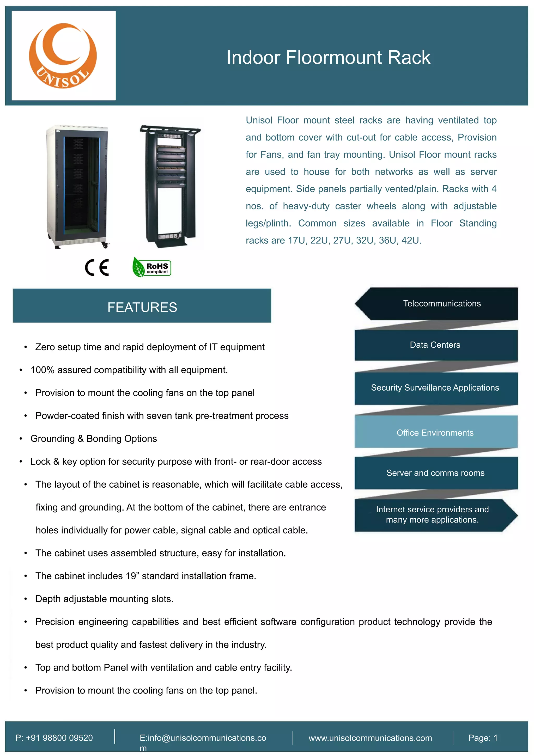 Indoor floormount network rack | Unisol | PDF