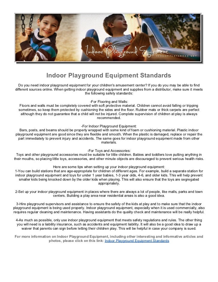 Indoor Playground Equipment Standards