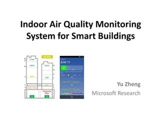 Indoor Air Quality Monitoring
System for Smart Buildings
Yu Zheng
Microsoft Research
 