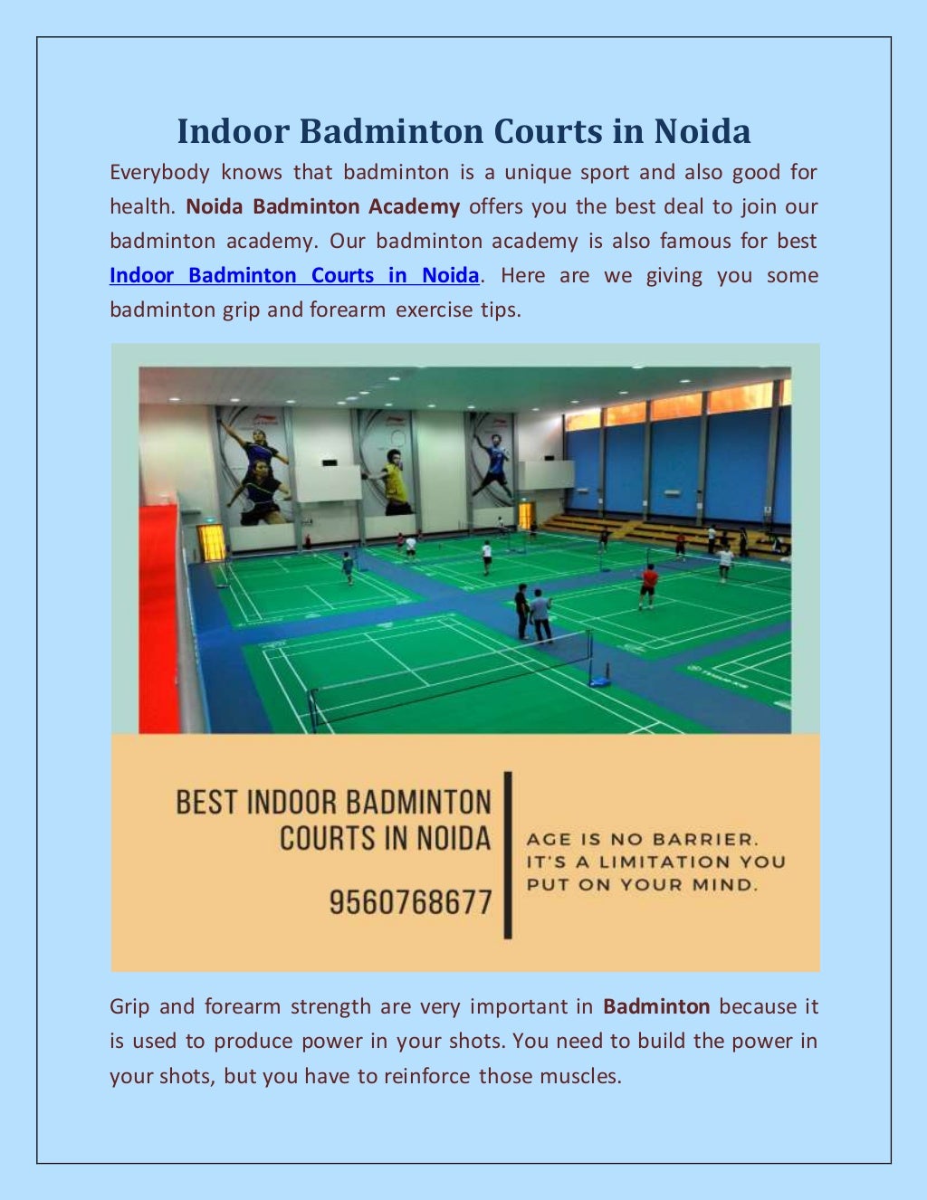 Indoor Badminton Courts in Noida