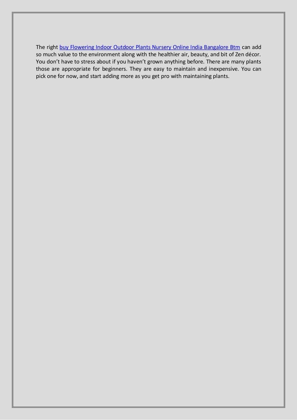 Indoor Outdoor Plants Nursery Online India Bangalore Btm