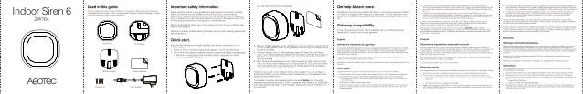 Manual Aeotec Siren 6 Z-Wave Plus AEO-AEOEZW164