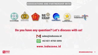 #KAMUHARUSTAU 88
KEPOLISIAN NEGARA
REPUBLIK INDONESIA
Do you have any question? Let’s discuss with us!
sales@indozone.id
+62 821-8750-5095
ASSOCIATIONS AND PARTNERSHIP WITH
www.indozone.id
 