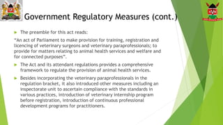 Private sector participation in animal health services: Requirements and expectations