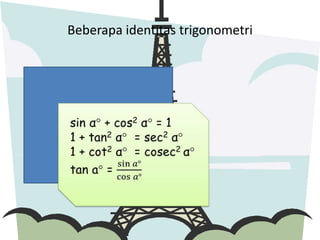Beberapa identitas trigonometri
 
