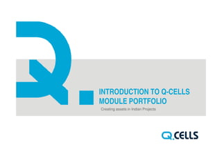 INTRODUCTION TO Q-CELLS
MODULE PORTFOLIO
Creating assets in Indian Projects
 