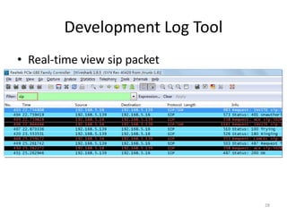Development Log Tool
• Real-time view sip packet
28
 