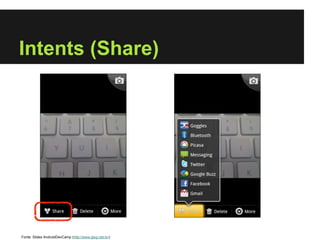 Intents (Share)




Fonte: Slides AndroidDevCamp (http://www.gtug.net.br/)
 