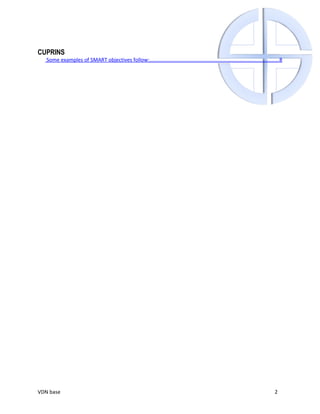 CUPRINS
   Some examples of SMART objectives follow:........................................................................................ 8




VDN base                                                                                                                         2
 