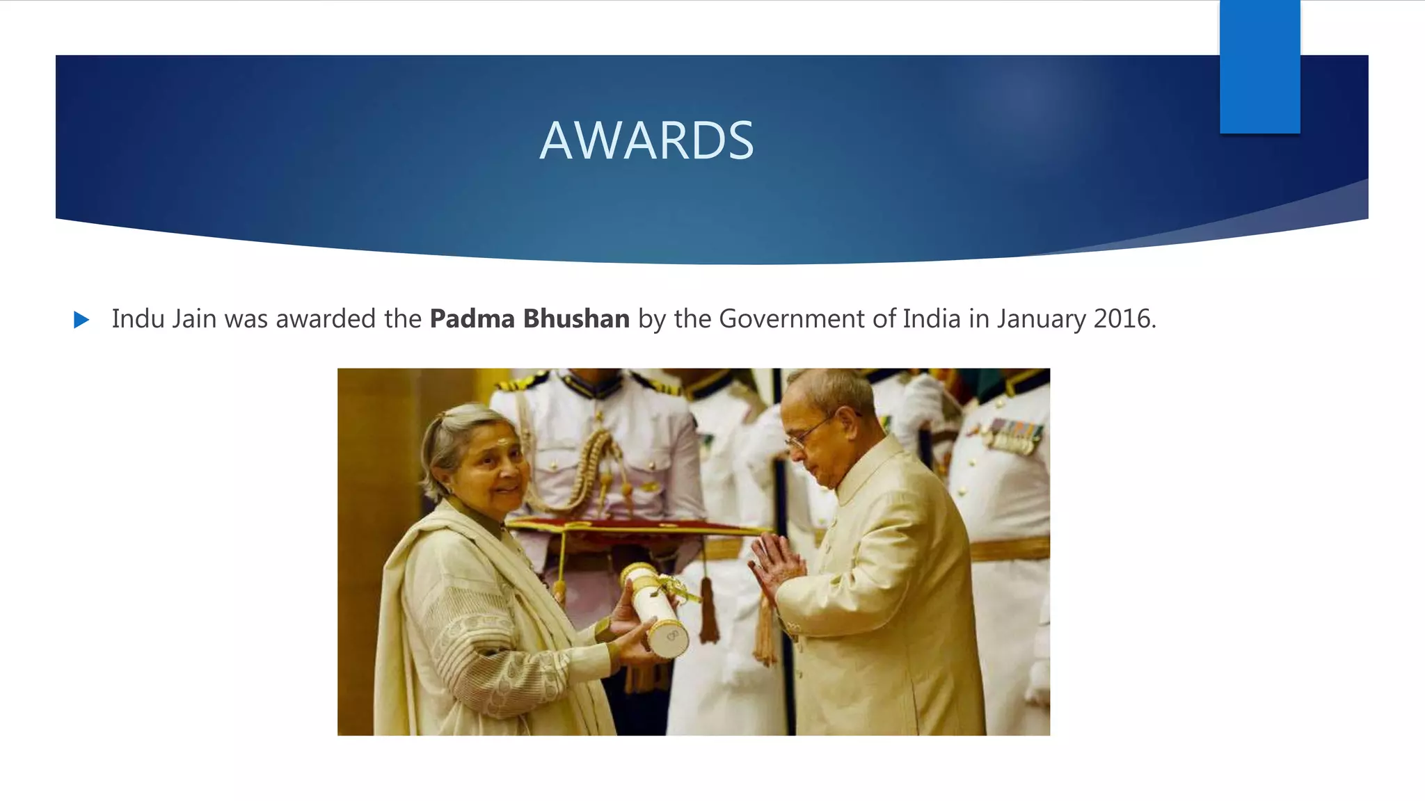 WOMEN ENTREPRENEUR - INDU JAIN | PPT