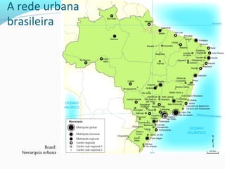 A rede urbana
brasileira
Brasil:
hierarquia urbana
 