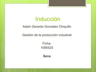 Inducción
Adain Gerardo Gonzalez Chiquillo
Gestión de la producción industrial
Ficha:
1095525
Sena
 