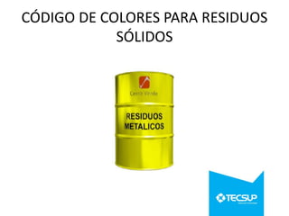 CÓDIGO DE COLORES PARA RESIDUOS
SÓLIDOS

 