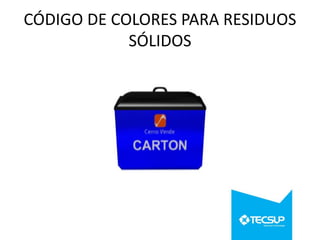 CÓDIGO DE COLORES PARA RESIDUOS
SÓLIDOS

 