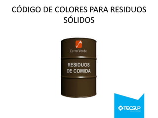 CÓDIGO DE COLORES PARA RESIDUOS
SÓLIDOS

 