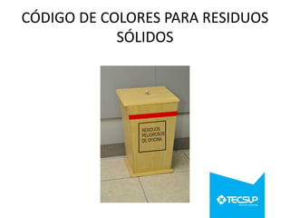 CÓDIGO DE COLORES PARA RESIDUOS
SÓLIDOS

 