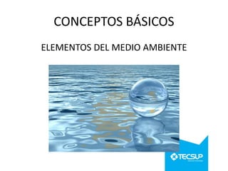 CONCEPTOS BÁSICOS
ELEMENTOS DEL MEDIO AMBIENTE

 