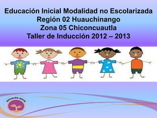 Educación Inicial Modalidad no Escolarizada
        Región 02 Huauchinango
          Zona 05 Chiconcuautla
     Taller de Inducción 2012 – 2013
 