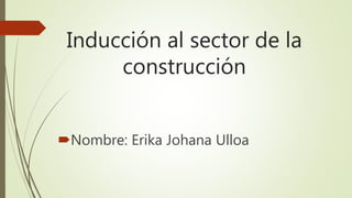 Inducción al sector de la
construcción
Nombre: Erika Johana Ulloa
 