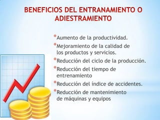 *Aumento de la productividad.
*Mejoramiento de la calidad de
los productos y servicios.
*Reducción del ciclo de la producción.
*Reducción del tiempo de
entrenamiento
*Reducción del índice de accidentes.
*Reducción de mantenimiento
de máquinas y equipos
 