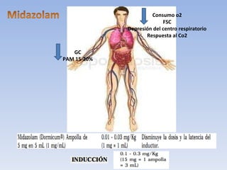 Consumo o2 FSC Depresión del centro respiratorio Respuesta al Co2 GC PAM 15-20% 