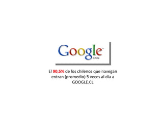 El  90,5%   de los chilenos que navegan entran (promedio) 5 veces al día a GOOGLE.CL 