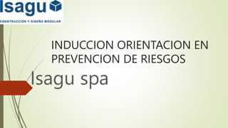INDUCCION ORIENTACION EN
PREVENCION DE RIESGOS
Isagu spa
 