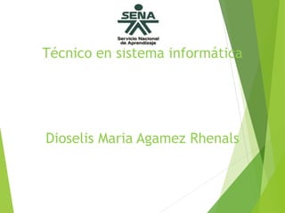 Técnico en sistema informática
Dioselis Maria Agamez Rhenals
 