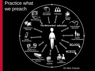 Practice what
we preach


                educator




                     Dr Alec Couros
 