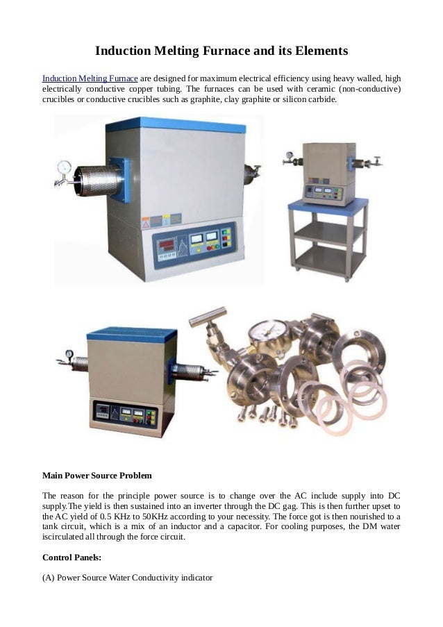 Induction melting furnace and its elements