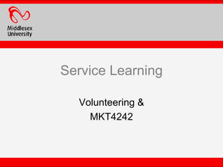 Service Learning Volunteering & MKT4242 