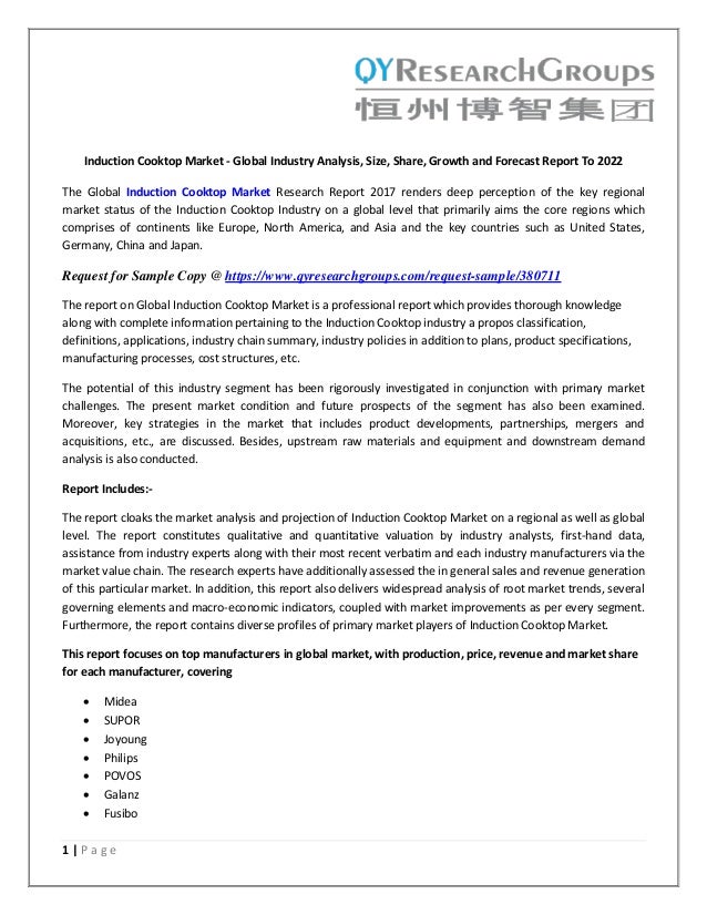 Induction Cooktop Market Global Industry Analysis, Size, Share