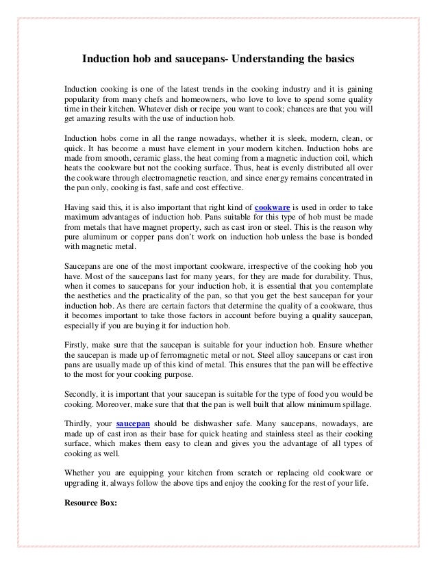 Induction hob and saucepans understanding the basics