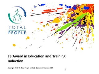 Level 3 Award in Education and Training Induction 