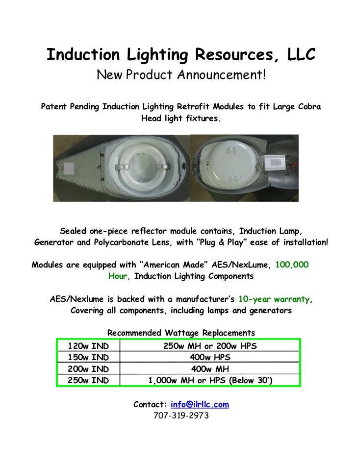 induction lighting resources large cobra module lighting resources llc