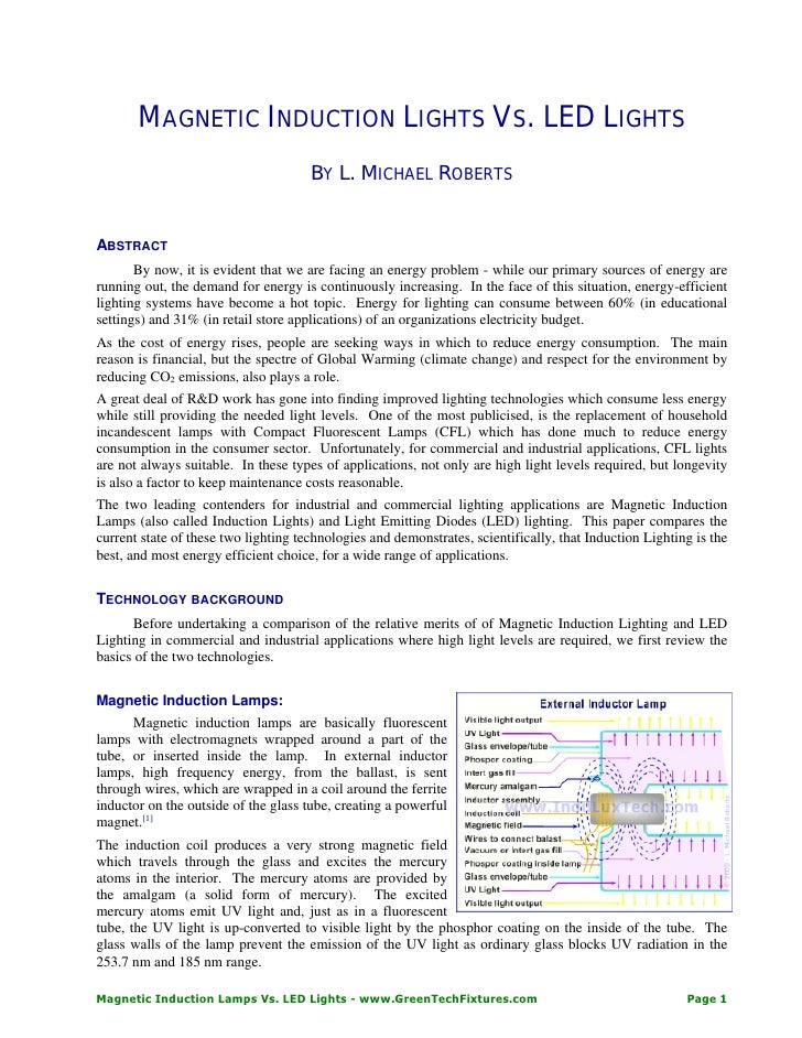 Induction lights vs led lights green tech fixtures