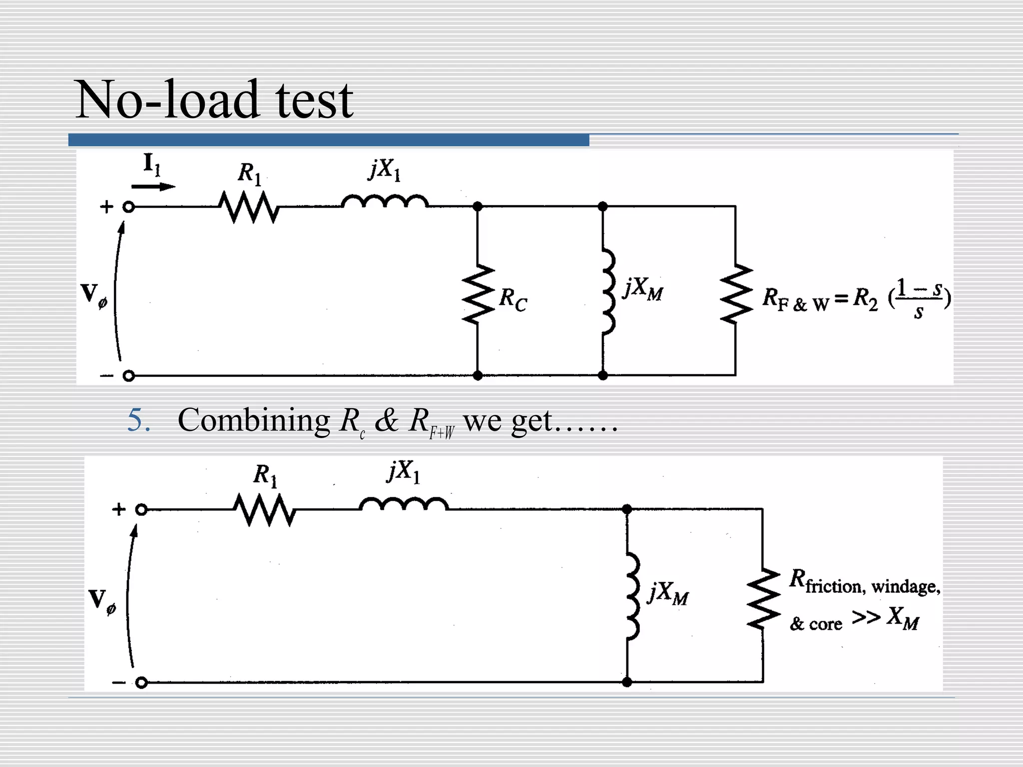No-load test




  5. Combining Rc & RF+W we get……
 